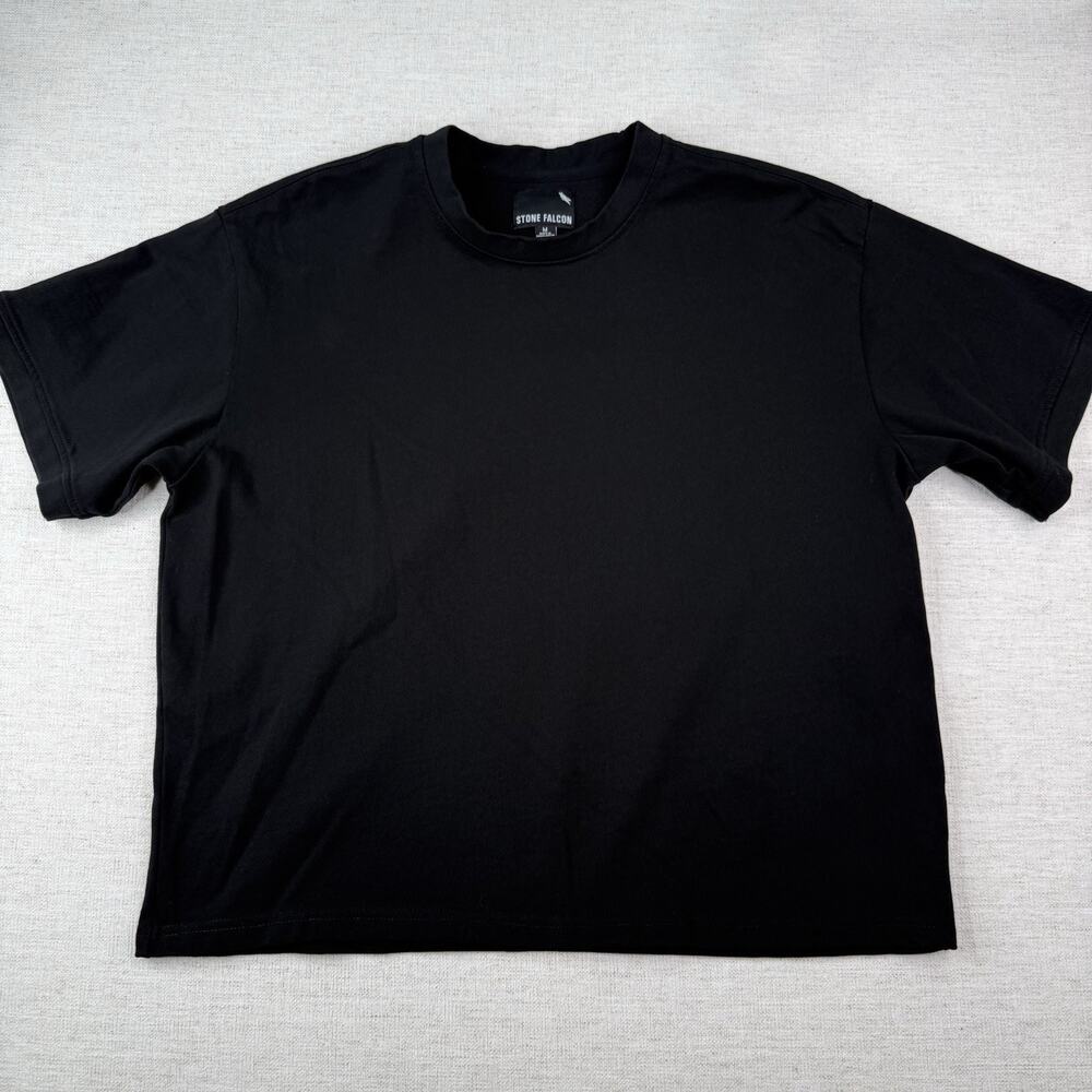 Stone Falcon Men's Apparel Relaxed Fit Black Boxy T-Shirt Tee Size M